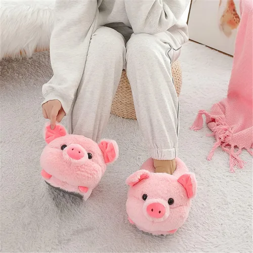 Miniatura 3 de Pig Animal Warm Winter Home Zapatillas de tiburón hámster para mujer
