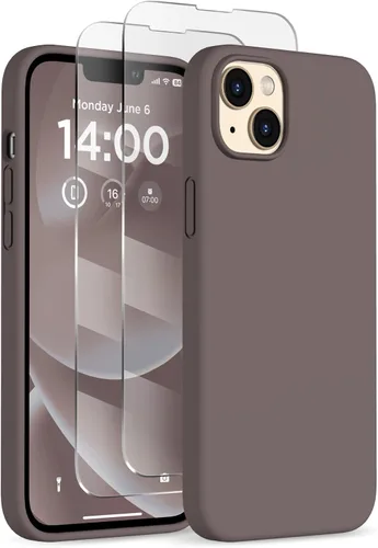 Miniatura 25 de Funda de silicona diseñada para iPhone 14 Plus, con 2 protectores de pantalla, funda protectora de cuerpo completo a prueba de golpes, funda delgada