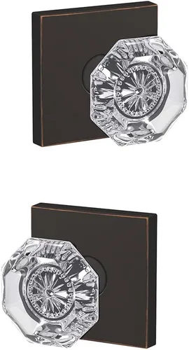 Miniatura 2 de Schlage Custom FC21 ALX 716 COL Alexandria - Pomo de cristal con moldura Collins para pasillos y cerraduras de cama, bronce envejecido