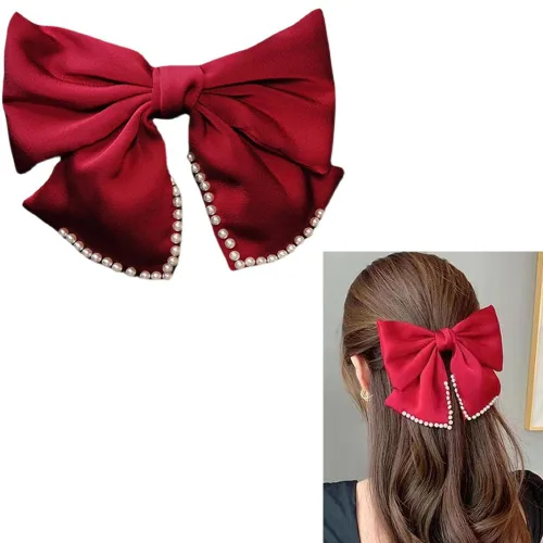 Miniatura 2 de Pinzas para el cabello grandes con lazo negro para niñas y mujeres, pinzas para el pelo con lazos, accesorios para el cabello, lazos de satén negro
