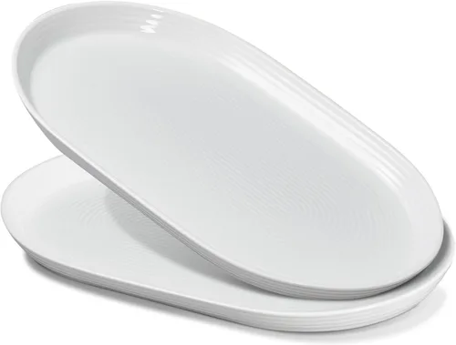 ONEMORE Platos de cerámica de 16 pulgadas para entretenimiento, juego de 2 platos ovalados grandes, aptos para lavavajillas, bandeja de servir para