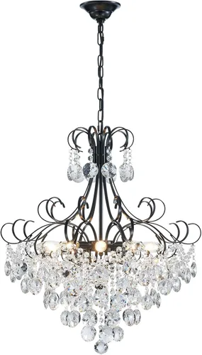 Miniatura 22 de ANJIADENGSHI Mini Candelabro de Cristal K9 Cristal Dorado para Sala de Estar, Dormitorio, Comedor, Isla de Cocina, Entrada, 5 Bombillas E12, Alto