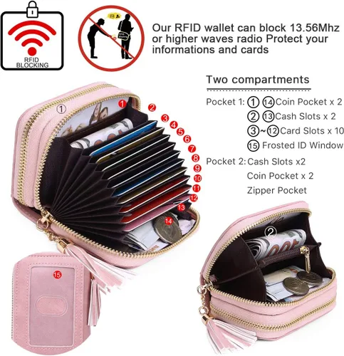 Miniatura 3 de APHISON RFID - Porta tarjeta de crédito con cremallera carteras pequeñas para mujer en cuero estilo girasol para mujer y niña caja de regalo 1927