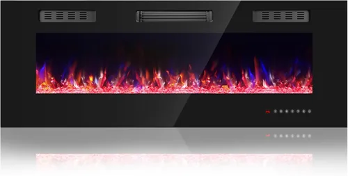 Miniatura 12 de Chimenea eléctrica de 36 pulgadas con cristal, inserto de chimeneas eléctricas, chimenea montada en la pared/empotrada con control remoto, llama