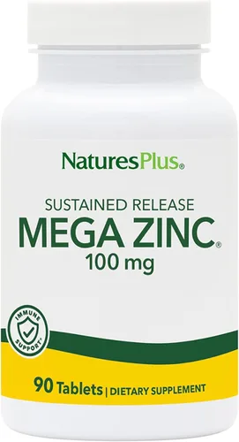 NaturesPlus Mega Zinc 100 mg de liberación sostenida - 90 tabletas - Vegetariano, sin gluten - 90 porciones
