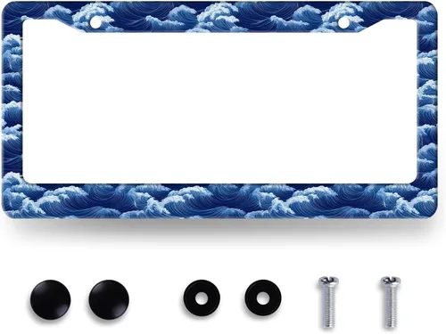 Miniatura 14 de Marco de matrícula de la bandera estadounidense, divertido soporte para placa de matrícula delantera y trasera, de acero inoxidable, para hombres