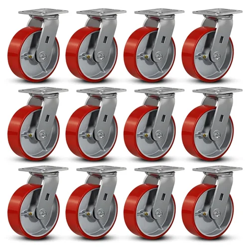 Miniatura 30 de Ruedas industriales de 4 x 2 pulgadas, ruedas resistentes, ruedas de poliuretano, capacidad de hasta 3200 libras. Uso para camión de plataforma
