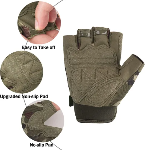 Miniatura 3 de FIORETTO Guantes sin dedos, guantes de medio dedo para conducción, ciclismo, tiro, caza, motocicleta, escalada, trabajo al aire libre 215801