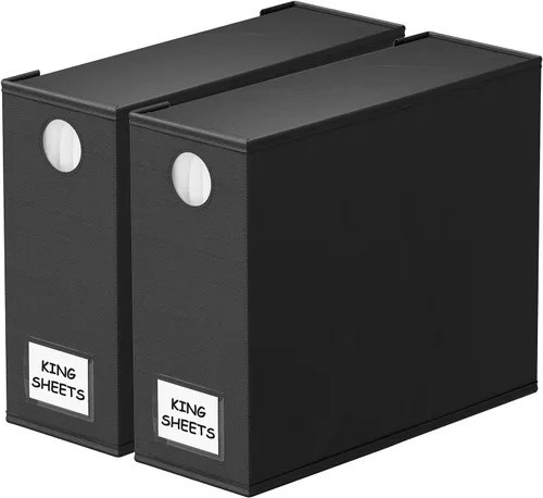 Miniatura 22 de SpaceAid Paquete de 4 organizadores de sábanas y almacenamiento, organizador de sábanas plegable para armario de lino, juego de sábanas con ventana