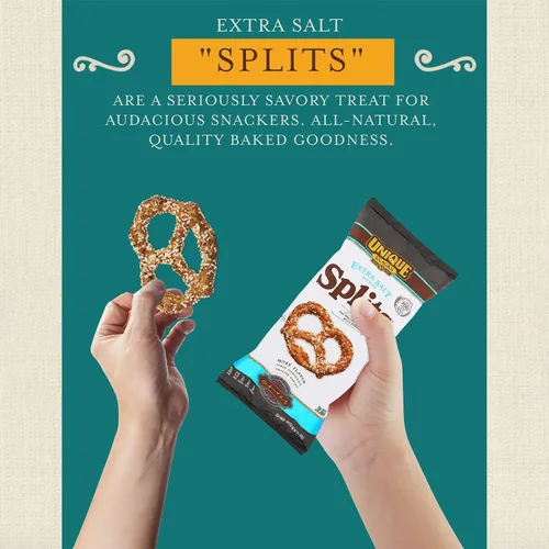 Miniatura 6 de Unique Snacks Pretzels extra de sal dividida, deliciosos horneados con estilo casero, certificado OU Kosher y sin OMG, sin sabor artificial, bolsas