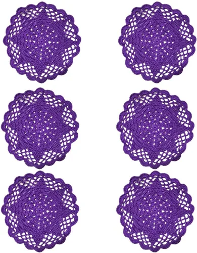 Miniatura 5 de Juego de 2 manteles individuales de encaje con diseño de flores huecas de ganchillo, manteles individuales de encaje para taza de té, aniversario