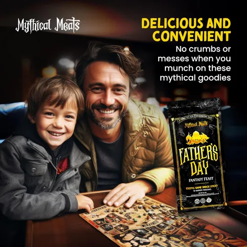 Miniatura 6 de Mythical Meats Paquete de regalo de fiesta de fantasía para el Día del Padre, 10 palitos exóticos al azar y bocadillos de carne de res, carnes secas