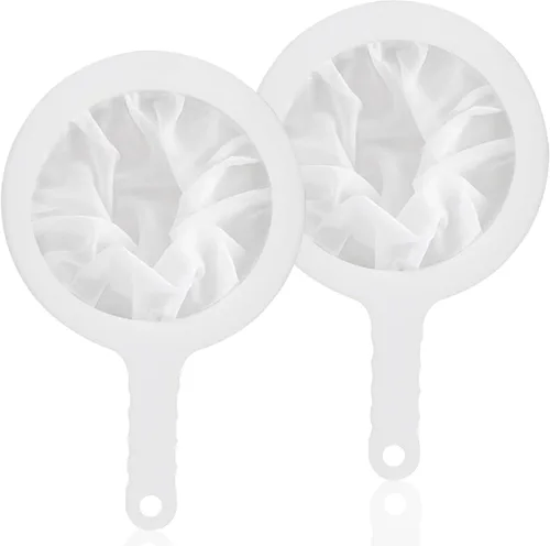 Miniatura 2 de Uenhoy 2 coladores de malla de nailon ultrafinos 100/400 de malla para cocina, yogur, colador de plasitc con asa, filtro de tamiz para alimentos