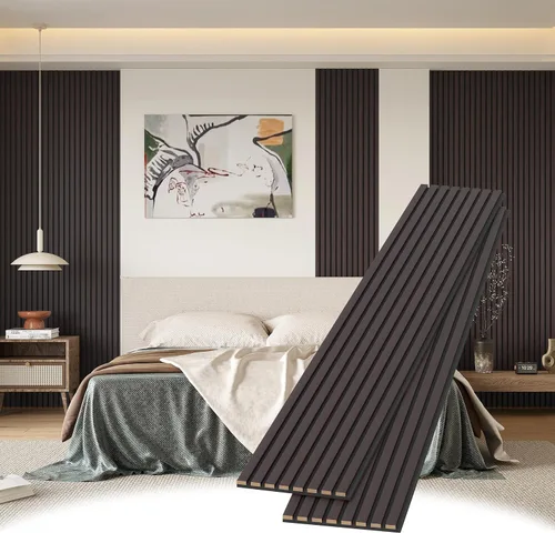 Miniatura 10 de POHARE Paneles de pared de listones de madera, paquete de 2 paneles decorativos de madera de 8 x 1 pie para pared, elegantes paneles de pared