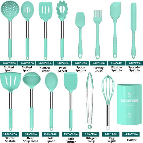 Miniatura 2 de Umite Chef - Juego de utensilios de cocina de silicona, 15 piezas, antiadherentes, los mejores utensilios de cocina de cocina con mango de acero