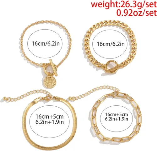 Miniatura 2 de Gold Bracelets for Women Dainty Boho Stackable Bracelet Set Gold Chunky Layered Link Bangle for Women