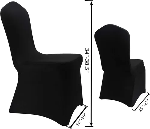 Miniatura 2 de WELMATCH - Fundas elásticas para sillas de elastano negro, 12 fundas elásticas para sillas de boda, fiesta, comedor, buceo (negro, 12)