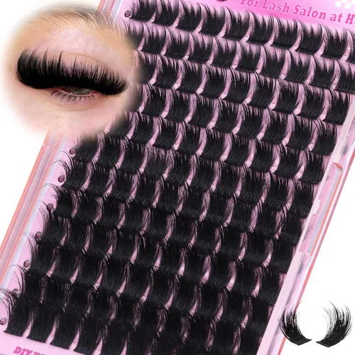 Miniatura 24 de Kit de extensión de pestañas DIY racimos de pestañas D-Curly voluminosos, pestañas individuales, kit de extensión de pestañas con herramienta