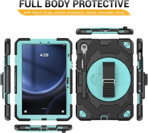 Miniatura 7 de HXCASEAC Funda resistente para Samsung Galaxy Tab S10 Lite / S10 FE / S9 FE 10.9 pulgadas 5G Soporte para S Pen Protector de pantalla Correa
