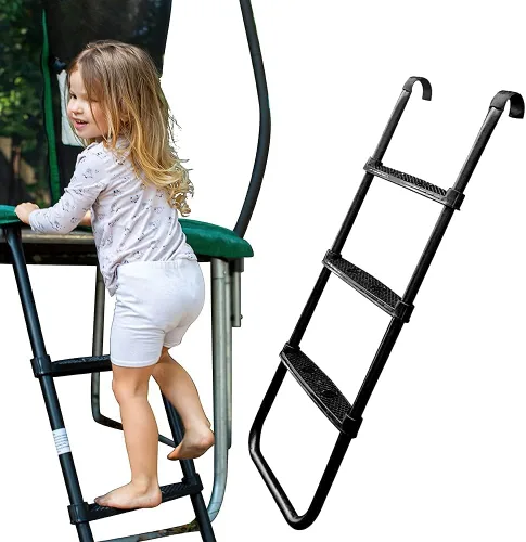 Miniatura 2 de JumpTastic - Escalera de trampolín universal, accesorios de escalera de 3 escalones, antideslizante, escalón ancho, fácil montaje