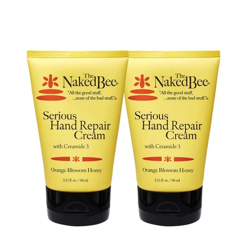 The Naked Bee Miel de Azahar con Ceramida 3, Loción Crema Reparadora de Manos Serious - Paquete de 2