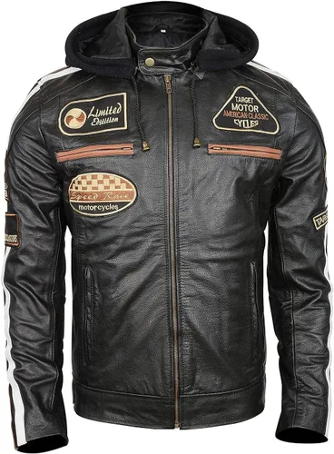 Miniatura 12 de Mens Premium Distressed Brown Padded Armored Cowhide Leather Cafe Racer Jacket – Vintage Protective Moto Jacket