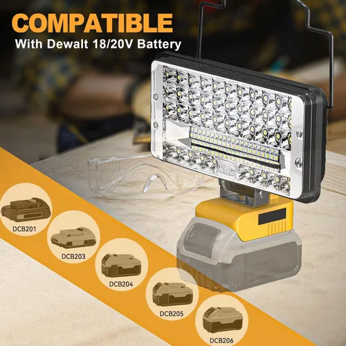 Miniatura 9 de MtiolHig Luz de trabajo LED inalámbrica compatible con batería Dewalt de 20 V, 112 W, 11200 lúmenes, herramienta de luz de trabajo debajo del capó