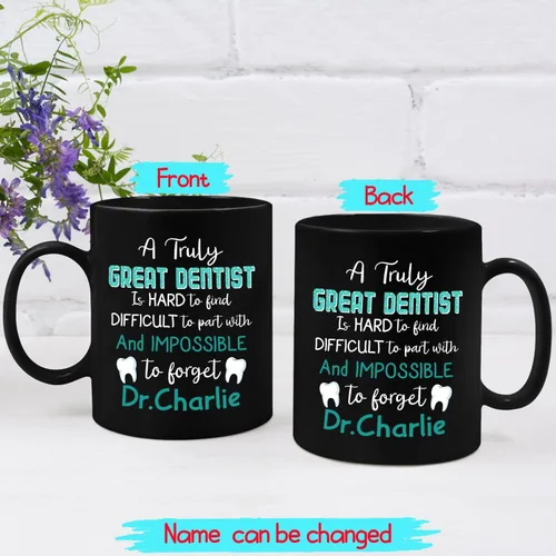Miniatura 2 de Taza de café con texto en inglés "A Truly Great Dentist Is Hard To Find Difficult", taza de café negra de 11 onzas y 15 onzas, regalo personalizado