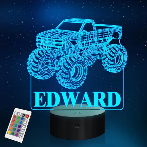 Miniatura 11 de Luces nocturnas 3D para niños, lámpara nocturna para niños, camiones monstruo para niños, 16 colores LED que cambian de iluminación, iluminación