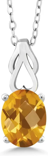 Miniatura 141 de Gem Stone King Collar de plata de ley 925 con piedra natal ovalada de 0.354 x 0.276 in Collar con colgante solitario para mujer Con cadena