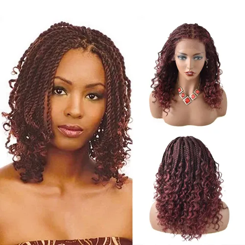 Miniatura 12 de Pelucas trenzadas para mujeres negras, 14 pulgadas, encaje HD suave de 4 3/4 x 12 1/2 pulgadas, peluca trenzada frontal sin nudos, pelucas cortas