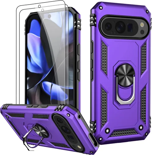 Miniatura 56 de LUMARKE Funda para Google Pixel 5 con protector de pantalla, pasa 16 pies, probada en caídas, grado militar, con soporte de anillo magnético, Rojo