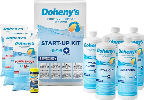 Miniatura 10 de Doheny's Kit de inicio de apertura de piscina, fabricado en Estados Unidos, incluye salida de metal, control de algas, clarificador y súper impacto