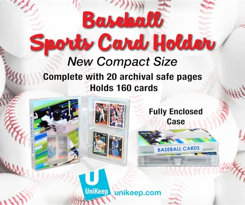 Miniatura 3 de UniKeep Mini estuche de almacenamiento con temática deportiva para tarjetas intercambiables, incluye 25 páginas de carga superior, ideal