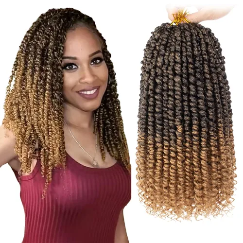 Miniatura 15 de Leeven Paquete de 8 paquetes de cabello de ganchillo pret wisted Passion Twist de 10 pulgadas, color negro natural, extensiones de cabello corto