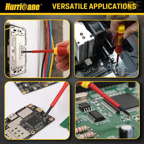 Miniatura 5 de HURRICANE Juego de destornilladores de precisión aislados de 6 piezas, destornilladores eléctricos pequeños certificados VDE de 1000 V con puntas