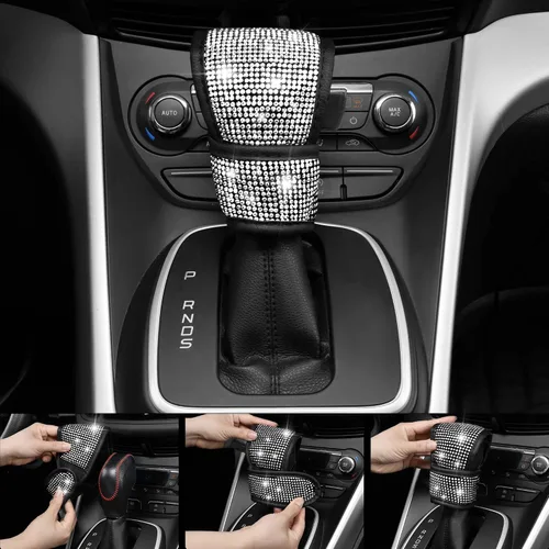 Miniatura 7 de CAR PASS Juego de fundas de asiento de coche con diamantes brillantes de 11 piezas, accesorios de coche con diamantes brillantes para mujer, funda