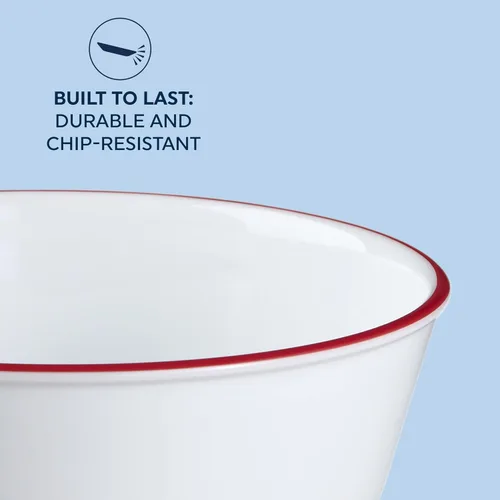 Miniatura 4 de Corelle Vitrelle - Juego de 6 cuencos de vidrio, para sopa, cereal y postre, juego de vajilla de cuencos resistente a las astillas y ligero, rojo