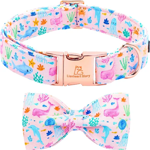 Miniatura 21 de Lionheart glory Collar de perro, Collar de perro para niños con corbatín azul ajustable, Collar con corbata para perros grandes Bandera