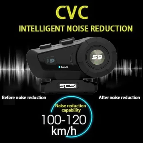 Miniatura 4 de S-9 - Auriculares Bluetooth para casco de motocicleta de 6,561.7 ft, 6 intercomunicadores, auriculares Bluetooth para motocicleta con cancelación