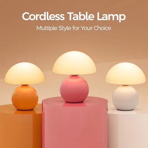 Miniatura 6 de NIORSUN Lámpara de Mesa con Forma de Hongo para Dormitorio, Lámpara de Mesa Portátil Inalámbrica, Lámpara Inalámbrica, Pequeñas Lámparas Táctiles