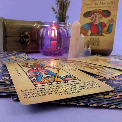 Miniatura 9 de Witchy Cauldron Baraja de tarot de Marsella para principiantes con significados en ellos, 78 cartas Tarot de Marsella, cartas ilustradas