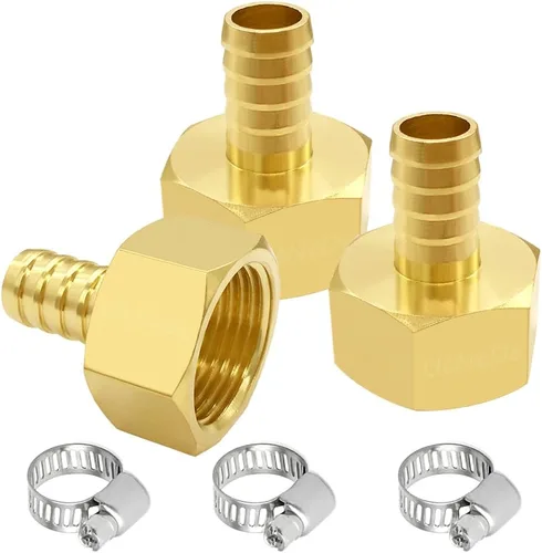 Miniatura 7 de Uenede 6 accesorios de púas de manguera de latón de 1/2 pulgada NPT hembra a 1/2 pulgadas, conector adaptador de púas incluye 6 abrazaderas de acero