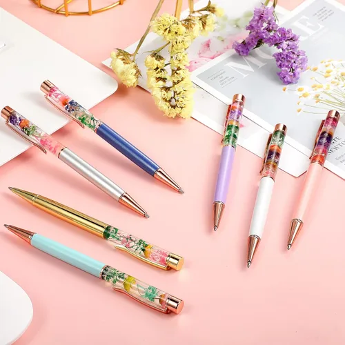 Miniatura 7 de HESTYA - 16 piezas de bolígrafos de glitter con cristales brillantes, bolígrafos de arena líquida dinámica y repuestos, tinta negra metálica