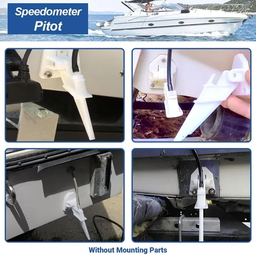 Miniatura 4 de Velocímetro de barco marino Pitot, velocímetro universal automático Kick-up tubo Pitot montaje hasta 80 MPH
