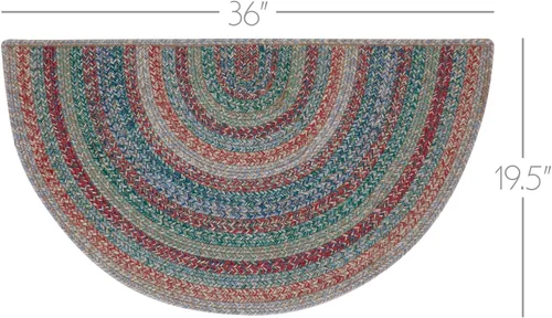 Miniatura 2 de VHC Brands Alfombra de yute multi medio círculo con almohadilla 19.5x36