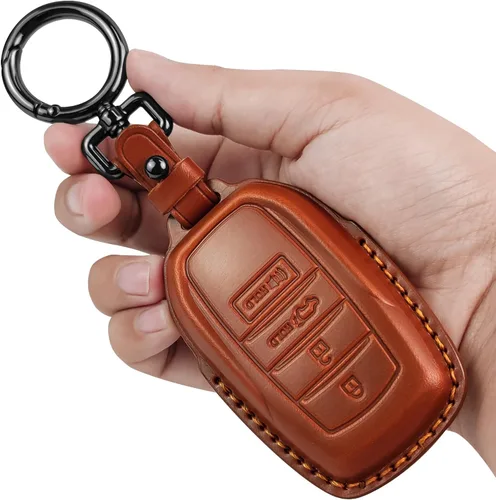 Miniatura 9 de Tukellen Funda de cuero para llavero Toyota compatible con Land Cruiser 2019-2026, Venza 2021-2026, Grand Highlander Hilux, Fortuner, Tundra Marrón