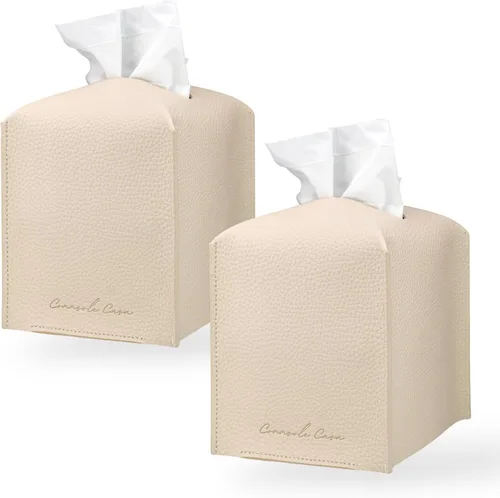 Miniatura 21 de Soporte para caja de pañuelos de piel sintética de alta calidad, elegante funda de caja de pañuelos estilo hotel para decoración del hogar, oficina