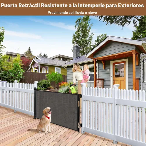 Miniatura 2 de Puerta retráctil para exteriores resistente a la intemperie para perros con tornillos y varillas de acero inoxidable que no se oxidan, puertas