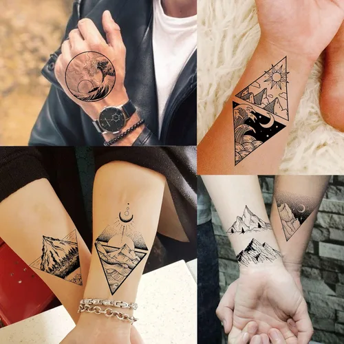 Miniatura 6 de 60 hojas de tatuajes temporales 3D de león y tigre geniales para hombres y mujeres, tatuajes falsos pequeños y aterradores de diablo, calavera